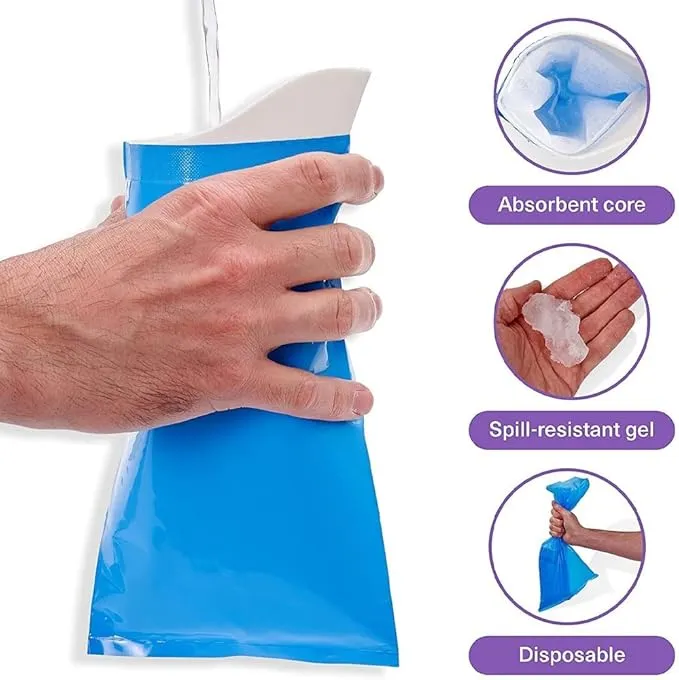 12PCS Pee Bags, Urine Bags for Travel, Disposable Urine Bags, Pee Bags for Travel for Women, Pee Bags for Travel for Men, Disposable Urine Bags for Women, Disposable Urinals for Men, blue