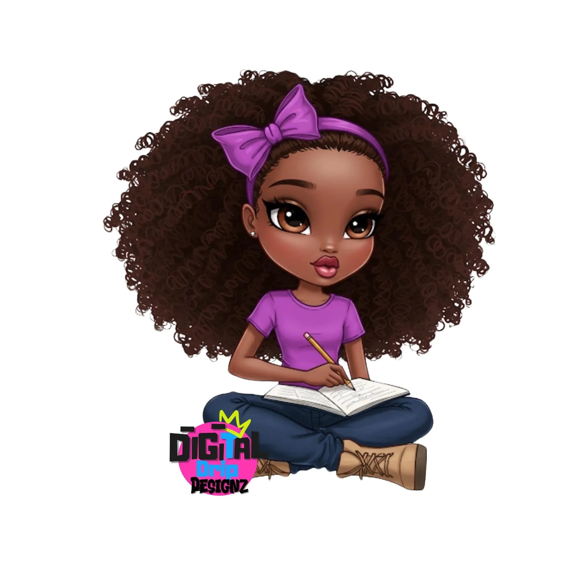 14 Melanin Girl Digital Stickers PNG | Afro Journaling Character | Black Girl Magic Art | Planner Stickers | Sublimation Clipart UPSCALED