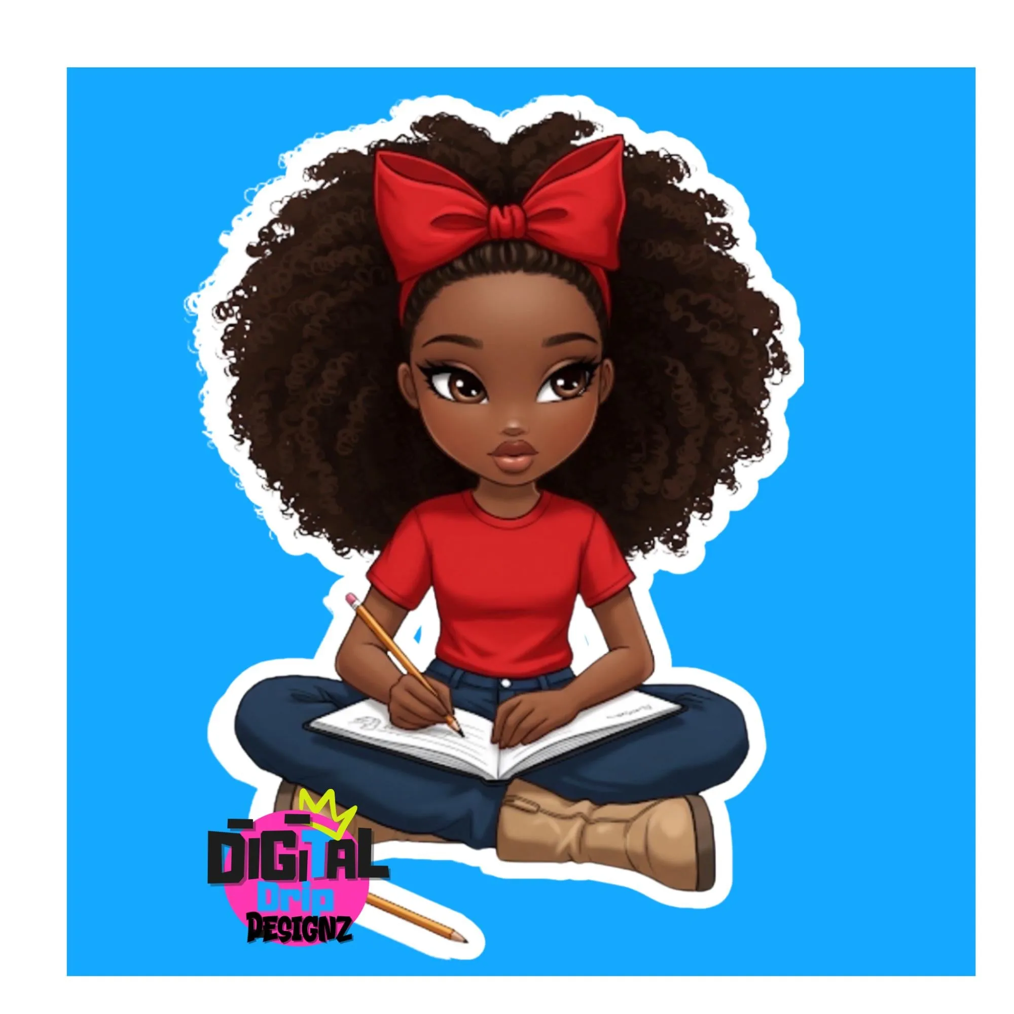 14 Melanin Girl Digital Stickers PNG | Afro Journaling Character | Black Girl Magic Art | Planner Stickers | Sublimation Clipart UPSCALED