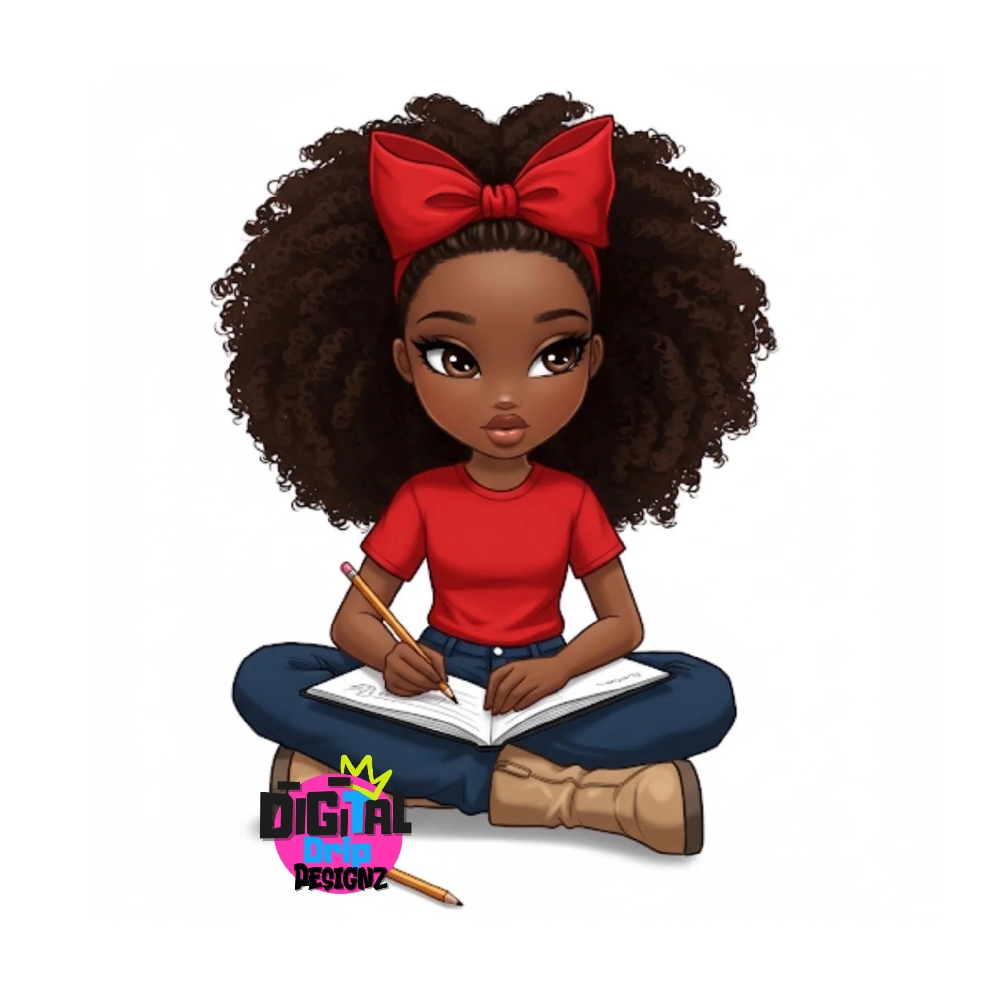 14 Melanin Girl Digital Stickers PNG | Afro Journaling Character | Black Girl Magic Art | Planner Stickers | Sublimation Clipart UPSCALED