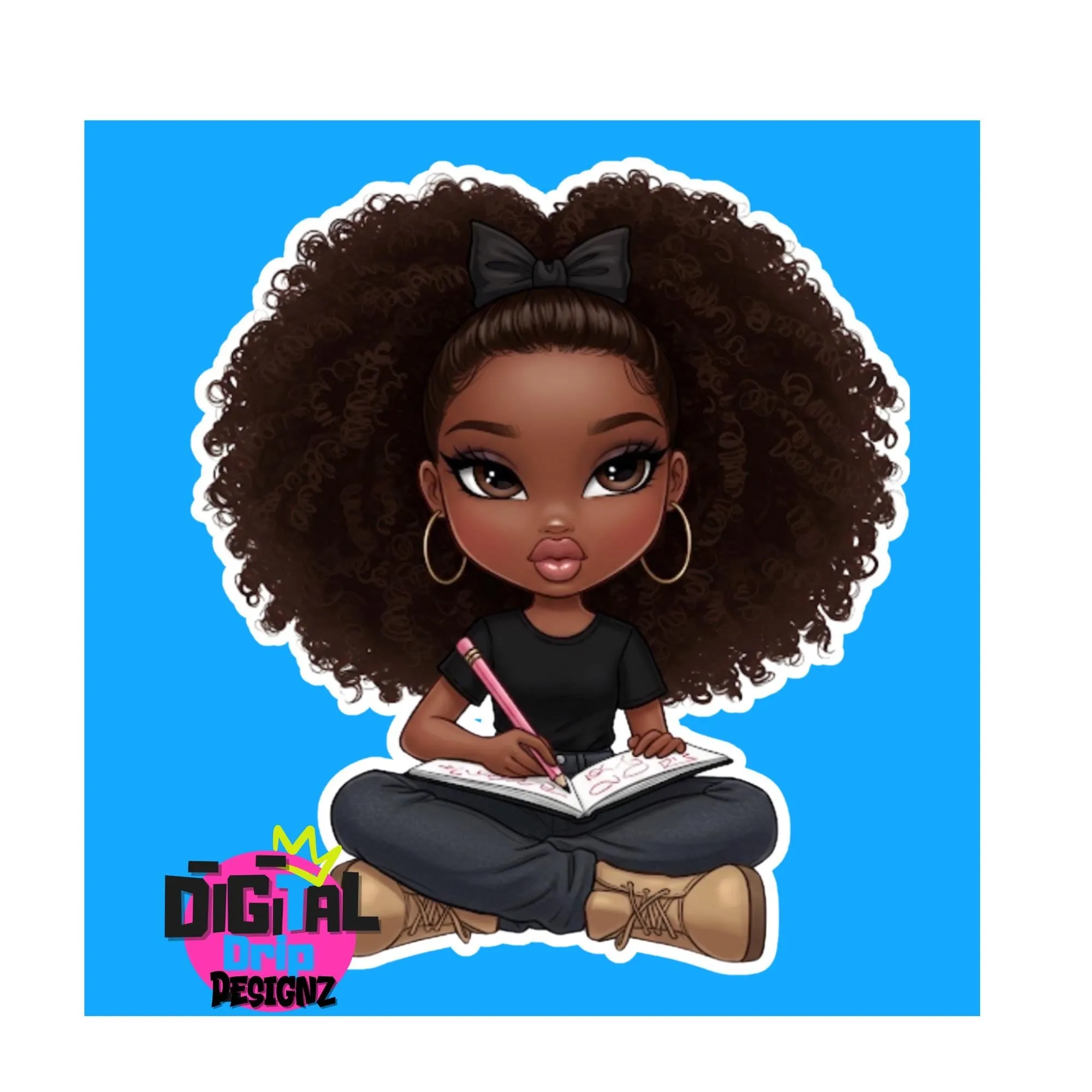 14 Melanin Girl Digital Stickers PNG | Afro Journaling Character | Black Girl Magic Art | Planner Stickers | Sublimation Clipart UPSCALED