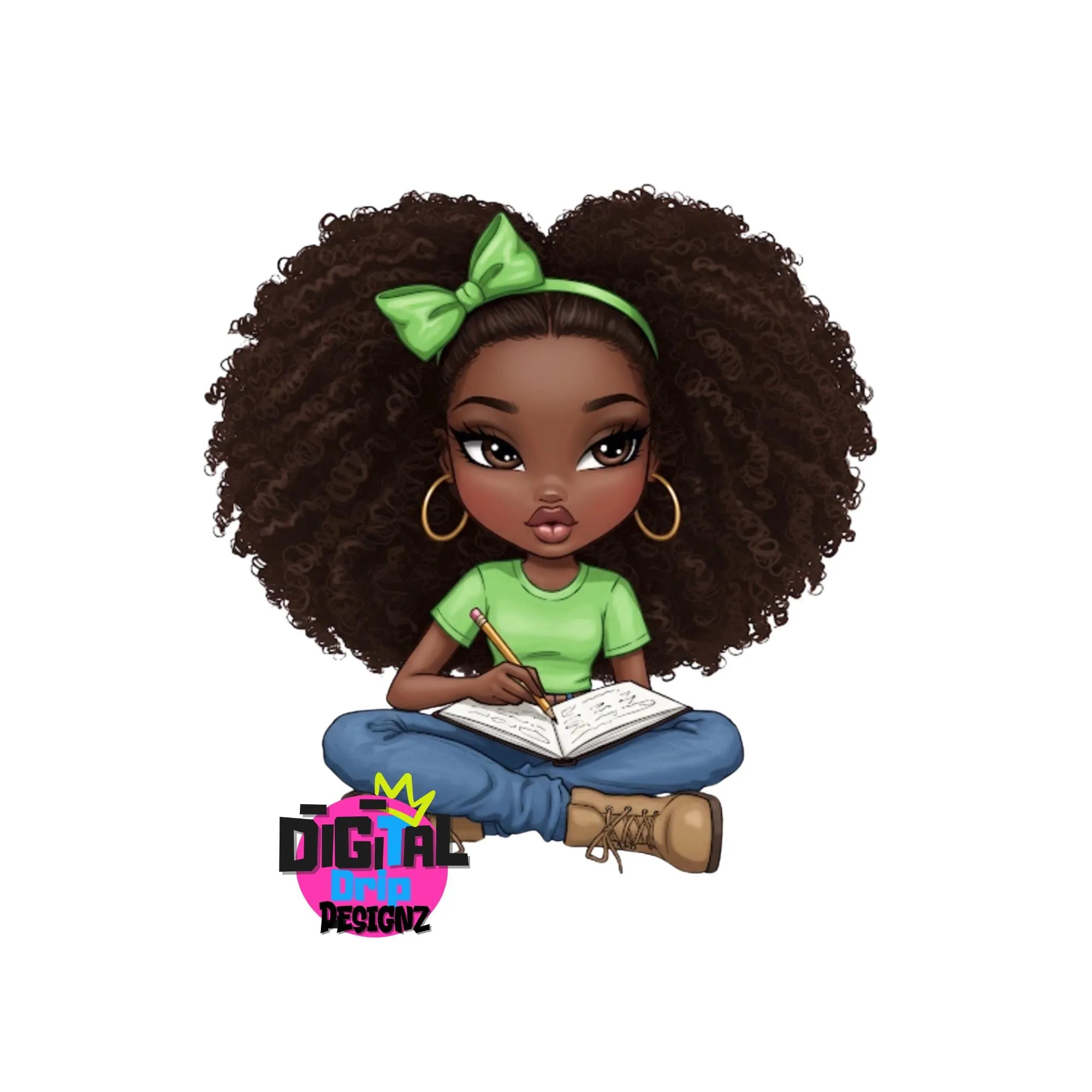 14 Melanin Girl Digital Stickers PNG | Afro Journaling Character | Black Girl Magic Art | Planner Stickers | Sublimation Clipart UPSCALED
