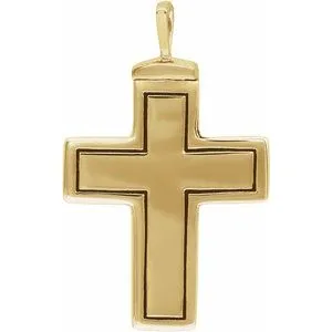 14K Yellow 26x16.5 mm Cross Ash Holder Pendant