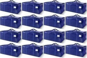 16 Pack Extra Heavy Duty Large Moving Bags with Strong Zipper & Carrying Handles, Sturdy Clothes Storage Bags Totes Bins, Packing Moving Boxes College Supplies, Dark Blue - 40 gal
