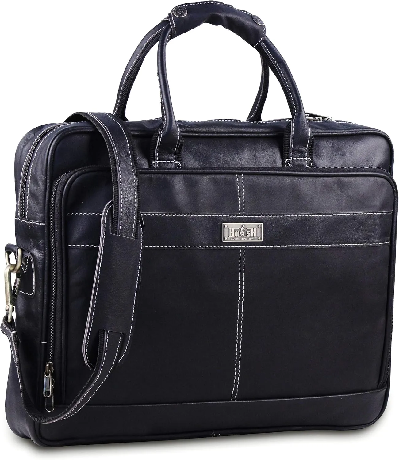 18 Inch Leather Laptop Bag for Computer Bag for Men– Supple Genuine Leather Briefcases for Men W/Padded Laptop Case Leather