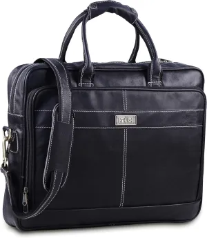 18 Inch Leather Laptop Bag for Computer Bag for Men– Supple Genuine Leather Briefcases for Men W/Padded Laptop Case Leather