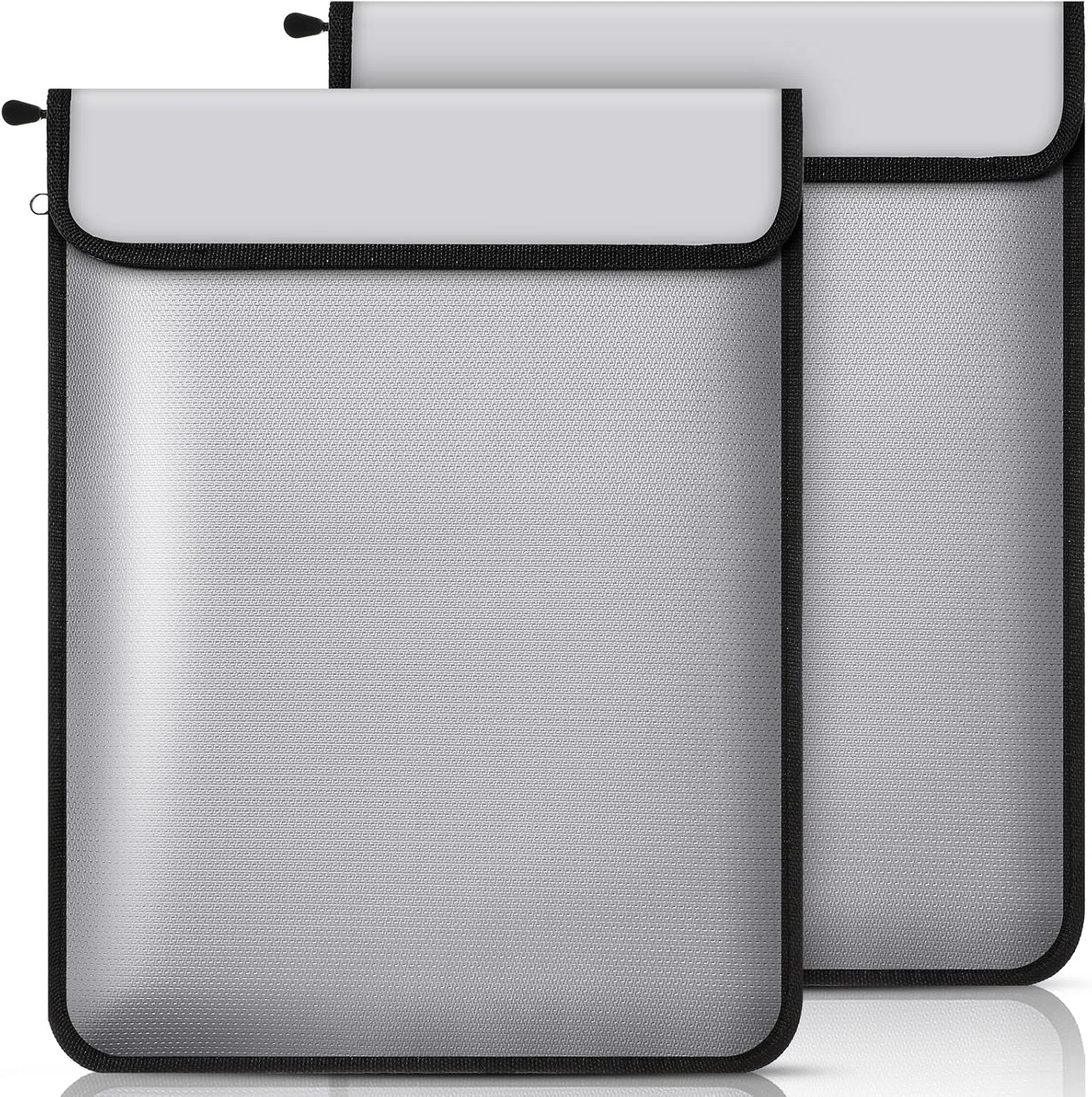 2 Packs Fireproof Document Bag with 2 Pocket 15" x 11" Waterproof Document Pouch 2000℉ Fireproof Money Bag for Cash Envelopes for Documents Cash Legal