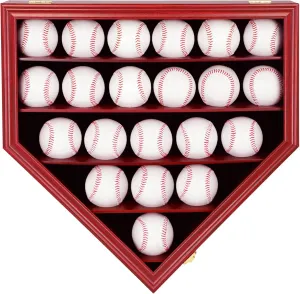 21 Baseball Display Case Clear Anti Fade Lockable Wall Cabinet with 98% UV Protection Acrylic Door Baseball Holders Shadow Box Rack for Collection Autographed Baseball