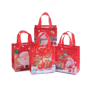 25pcs Christmas Non Woven Shopping Tote Bags Printed Colour Party Gift Bags