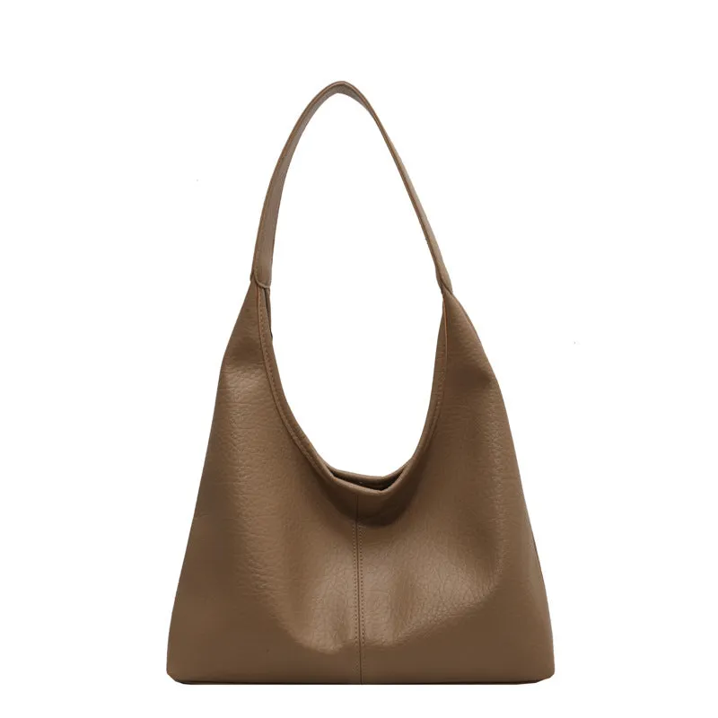 2Pcs Handbags Large Capacity Bag Women Underarm Korean Style Soft Pu Leather Shopping Shouder Bags With Small Wallet