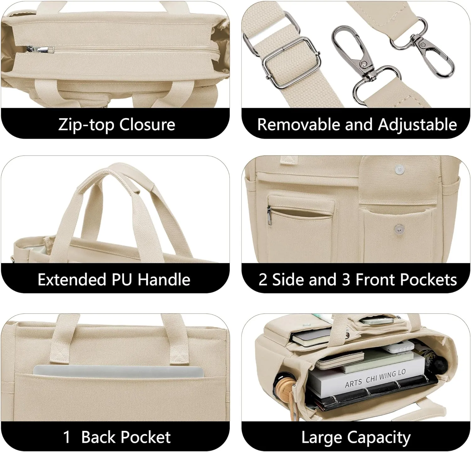 2Pcs/Set Large Canvas Tote Bag for Women, Laptop Work Bags Crossbody Shoulder Hobo Messenger Handbag Purse Travel Gym Totes