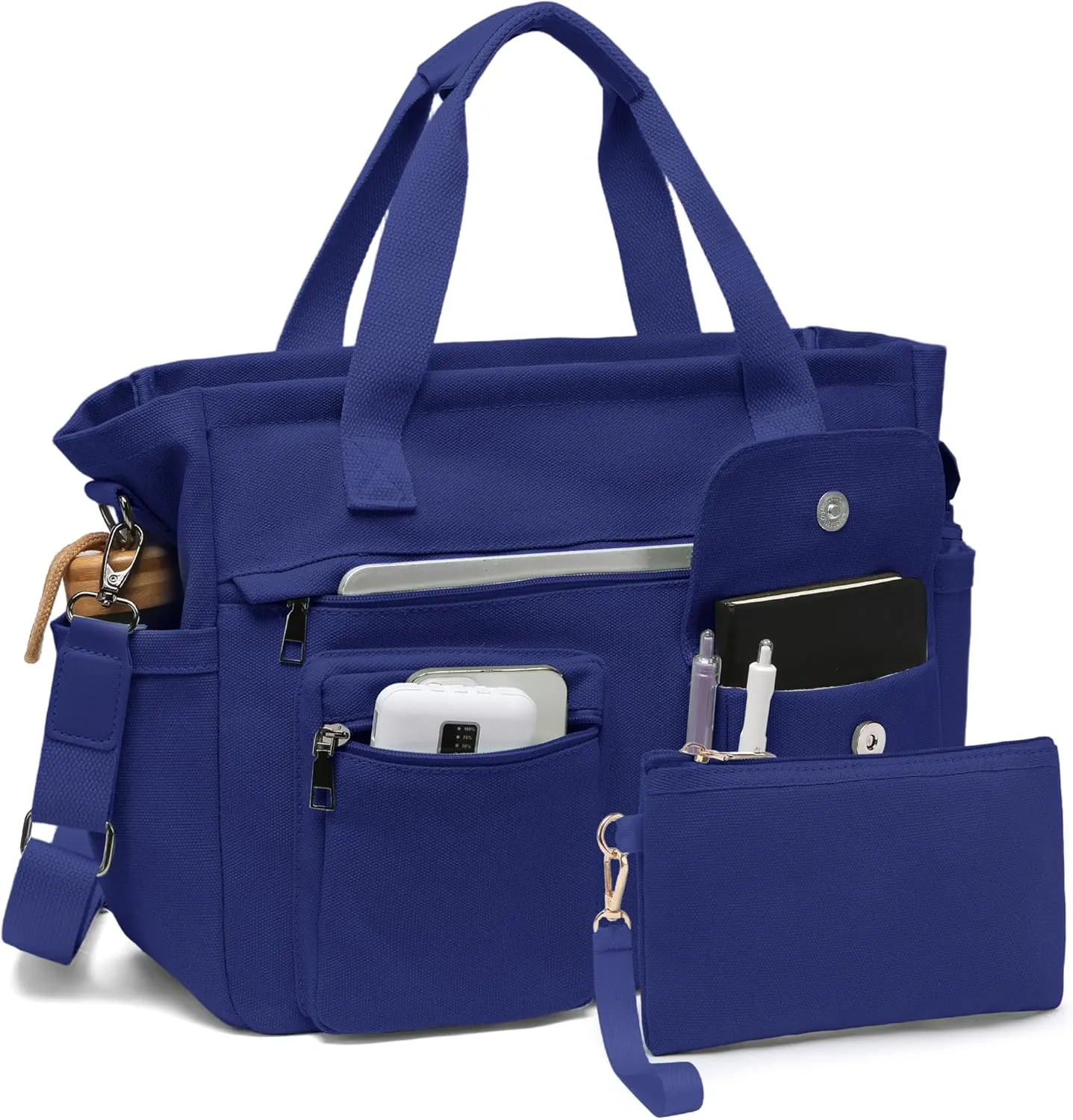 2Pcs/Set Large Canvas Tote Bag for Women, Laptop Work Bags Crossbody Shoulder Hobo Messenger Handbag Purse Travel Gym Totes