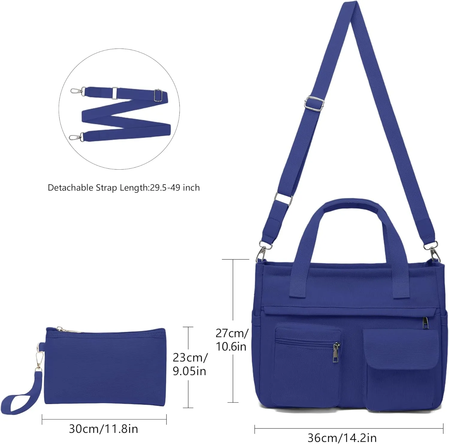 2Pcs/Set Large Canvas Tote Bag for Women, Laptop Work Bags Crossbody Shoulder Hobo Messenger Handbag Purse Travel Gym Totes