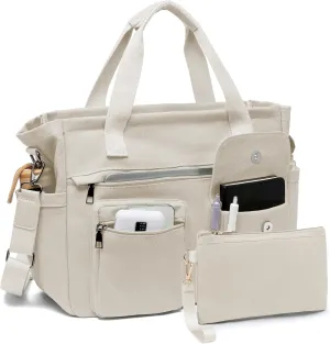 2Pcs/Set Large Canvas Tote Bag for Women, Laptop Work Bags Crossbody Shoulder Hobo Messenger Handbag Purse Travel Gym Totes