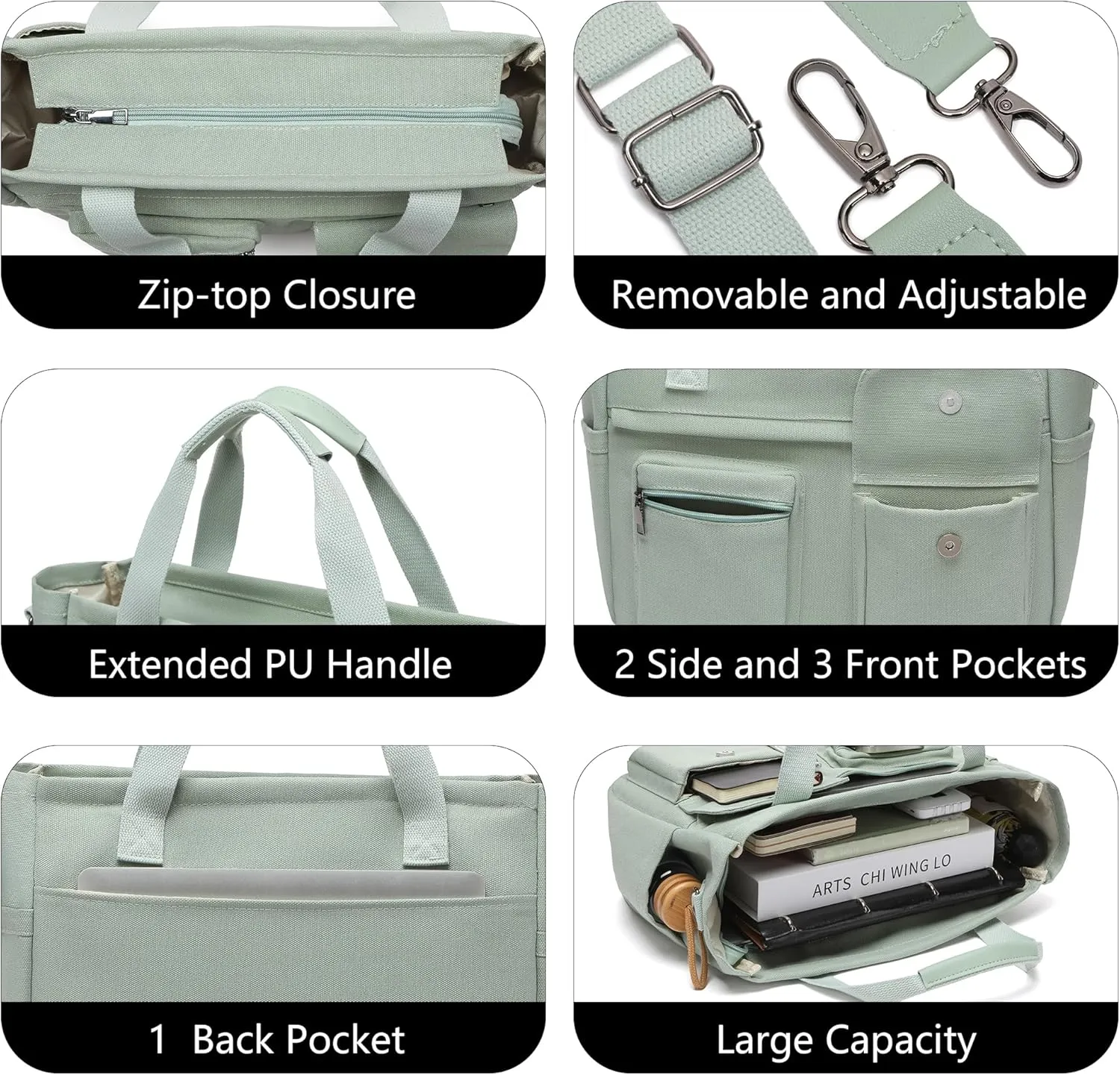 2Pcs/Set Large Canvas Tote Bag for Women, Laptop Work Bags Crossbody Shoulder Hobo Messenger Handbag Purse Travel Gym Totes