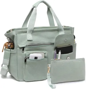 2Pcs/Set Large Canvas Tote Bag for Women, Laptop Work Bags Crossbody Shoulder Hobo Messenger Handbag Purse Travel Gym Totes