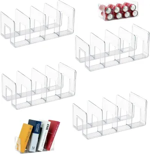 4 Pack Clear Acrylic File Organizer, Desktop File Sorter Purse Handbag Divided Organizer for Book, Envelopes, Mail, Document, Notebook, Office Supplies