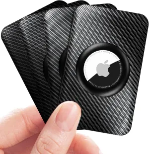 4 Pack for Apple Airtag Wallet Holder, Ultra Thin Insert Card Case for Apple Air Tag, Carbon Fiber Airtag Card Holder for Purse, Backpack Wallet, Handbag, Clutch Bag - Black