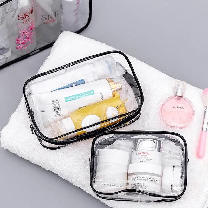 4PCS Transparent Toiletry Bags Set PVC Assorted Sizes