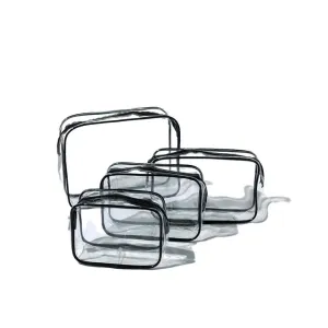 4PCS Transparent Toiletry Bags Set PVC Assorted Sizes
