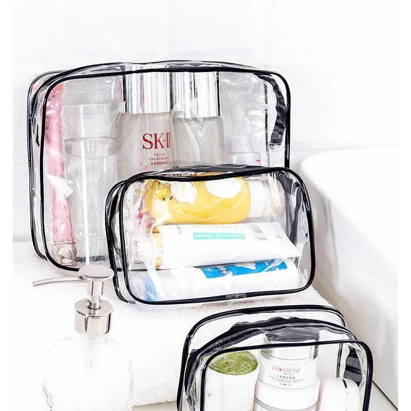 4PCS Transparent Toiletry Bags Set PVC Assorted Sizes
