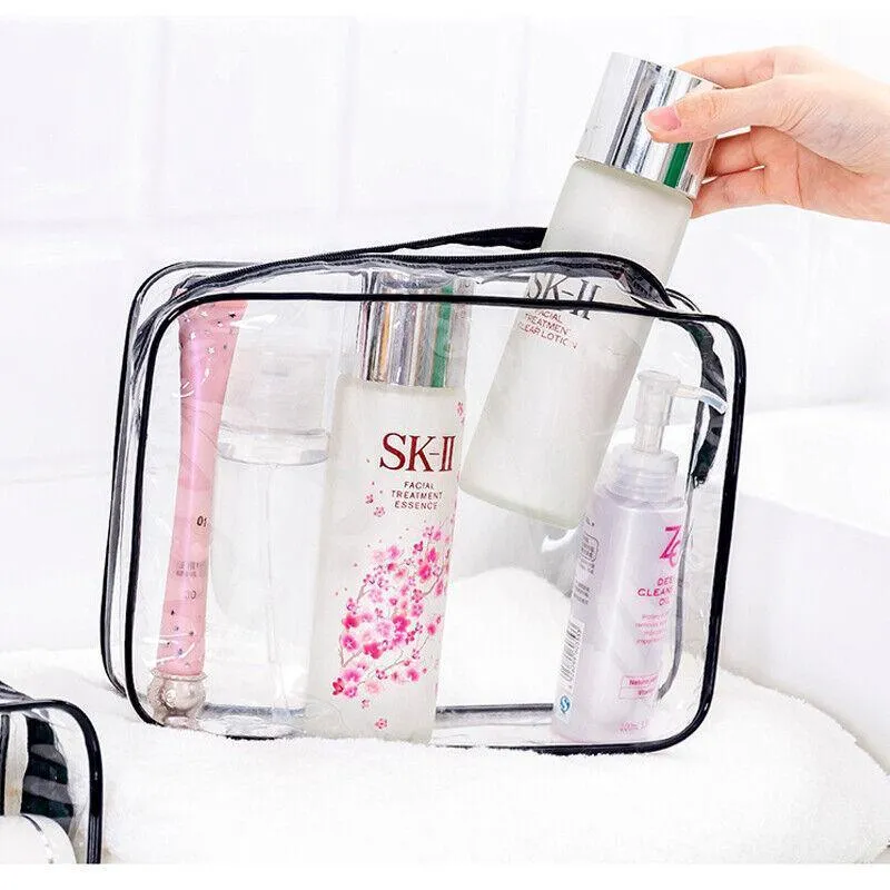 4PCS Transparent Toiletry Bags Set PVC Assorted Sizes
