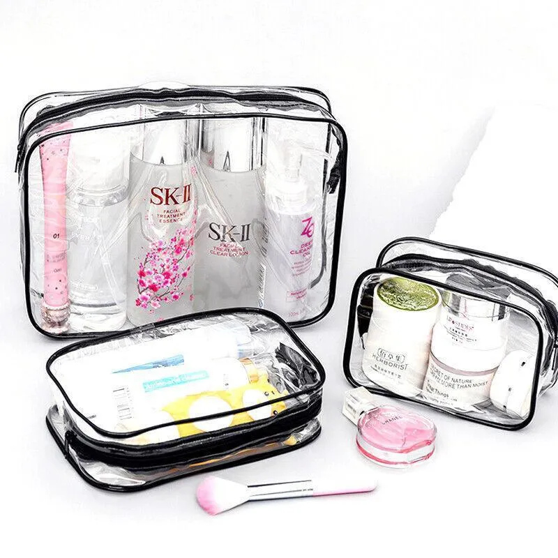 4PCS Transparent Toiletry Bags Set PVC Assorted Sizes