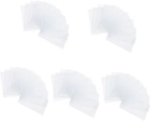 50 Pcs Logo Transparent Bag Library Pockets Sticky Labels Holders Clear Card Holder Adhesive Parking Permit Holder Plastic Sleeves for Cards Stickers Business Card Holder Pvc, As Shown2x5pcs