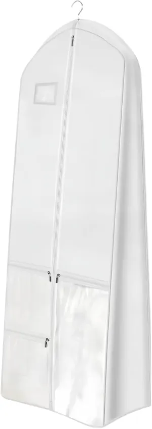 71" Wedding Dress Garment Bag with 10'' Gusset, White Gown Garment Bag with 4 Pockets, Long Dress Cover for Women (White)