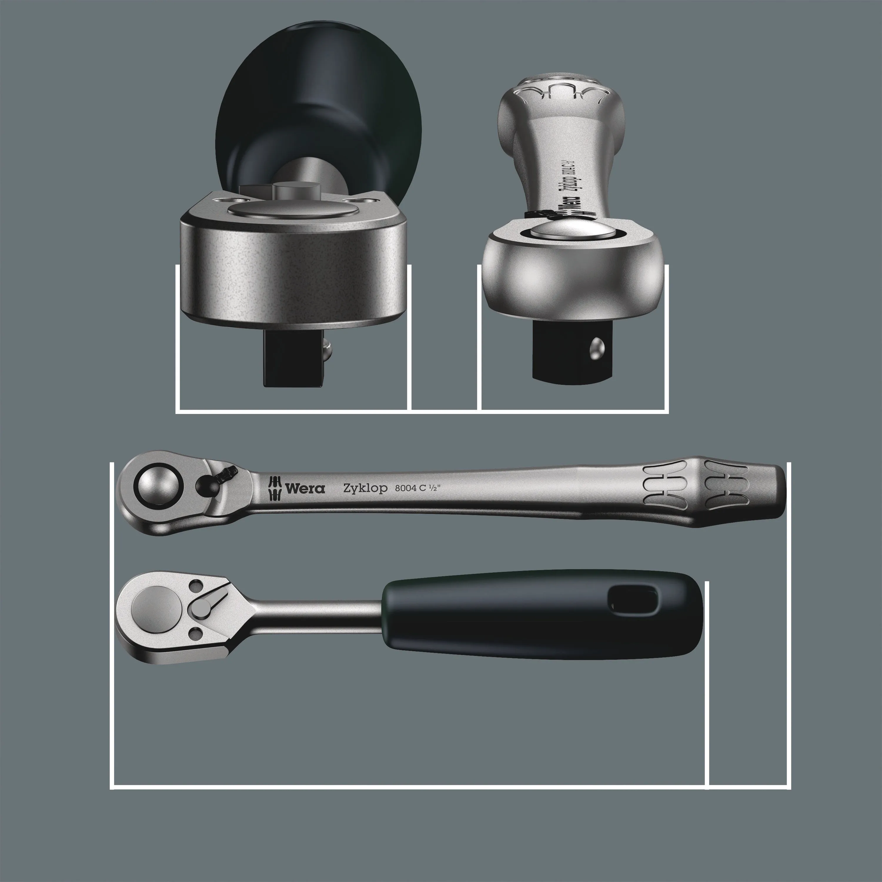 8004 A Zyklop Metal Ratchet with switch lever and 1/4" drive