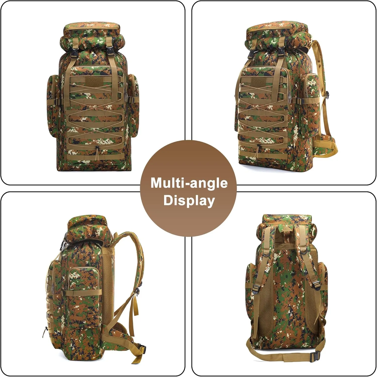 80L Outdoor Camping Backpack for Men Women, Large Capacity Polyester Tactical Rucksack Hiking Travel Duffel Bags (A/Multicolor)