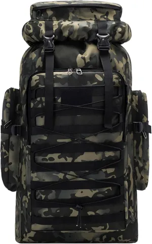 80L Outdoor Camping Backpack for Men Women, Large Capacity Polyester Tactical Rucksack Hiking Travel Duffel Bags (A/Multicolor)