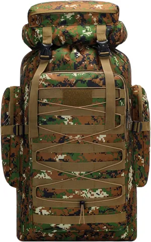 80L Outdoor Camping Backpack for Men Women, Large Capacity Polyester Tactical Rucksack Hiking Travel Duffel Bags (D/Multicolor)