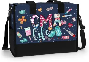 84hoods Large Tote Bag for Women. Gift for Nurse. Waterproof Bag with Pockets and Zipper for Travel, Work, Grocery.