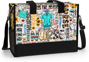 84hoods Large Tote Bag for Women. Gift for Nurse. Waterproof Bag with Pockets and Zipper for Travel, Work, Grocery.