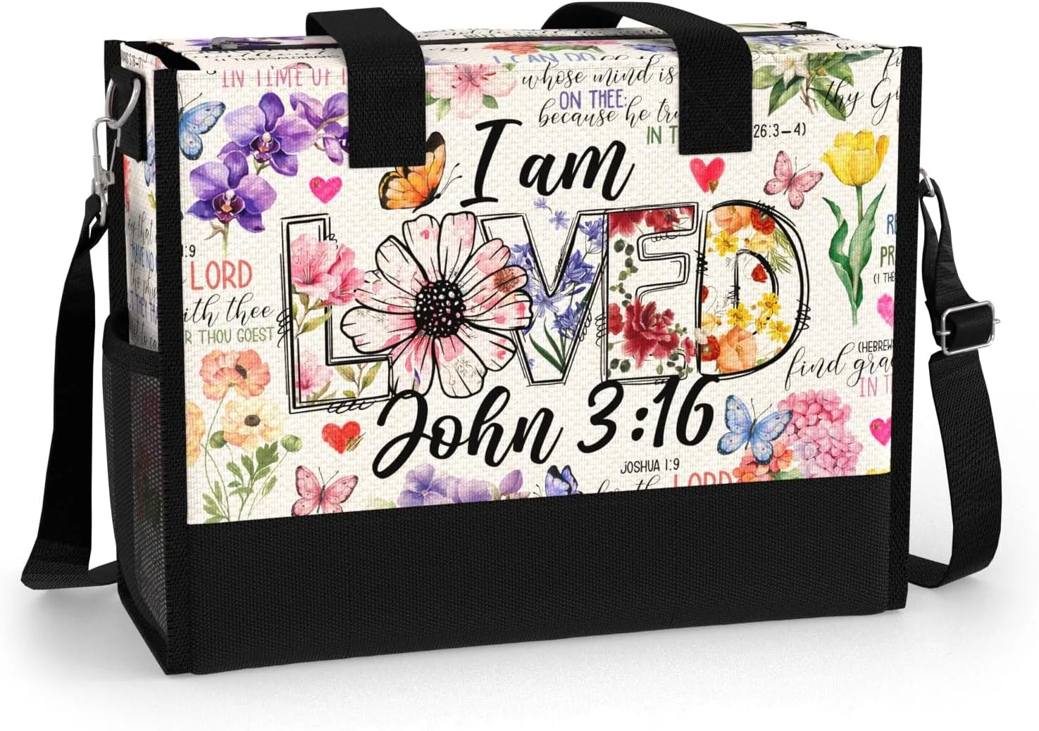 84hoods Large Tote Bag for Women with Pockets and Zipper for Travel, Work, Grocery. Christian Faith Religious Gift.