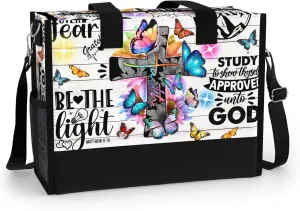 84hoods Large Tote Bag for Women with Pockets and Zipper for Travel, Work, Grocery. Christian Faith Religious Gift.