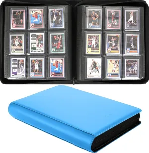 9-Pocket Toploader Binder, Holds 360 3"x 4" 35PT Rigid Card Holders, Protective and Display Zippered Album with 20 Double Sided Pages for Trading Card and Sport Card - Blue