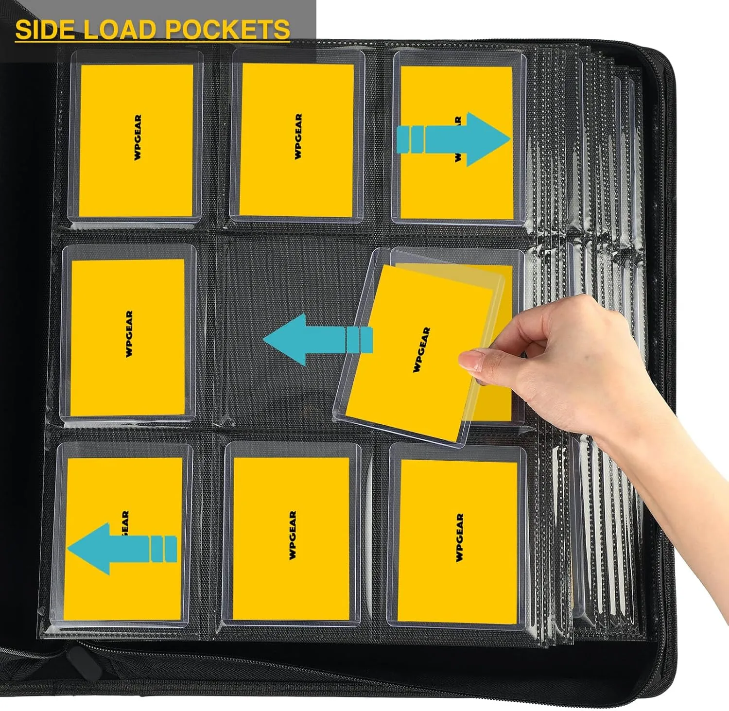 9-Pocket Toploader Binder, Holds 360 3"x 4" 35PT Rigid Card Holders, Protective and Display Zippered Album with 20 Double Sided Pages for Trading Card and Sport Card - Brown