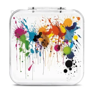 Abstract Paint Splashes Switch Game Case Switch Game Holder Cartridge Case Storage 12 Games & 2 Micro Sd Card Slots, Travel Carry Cases, Portable Games Card Storage, Hard Shell, Buckle Closure