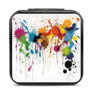 Abstract Paint Splashes Switch Game Case Switch Game Holder Cartridge Case Storage 24 Games & 2 Micro Sd Card Slots, Travel Carry Cases, Portable Games Card Storage, Hard Shell, Buckle Closure
