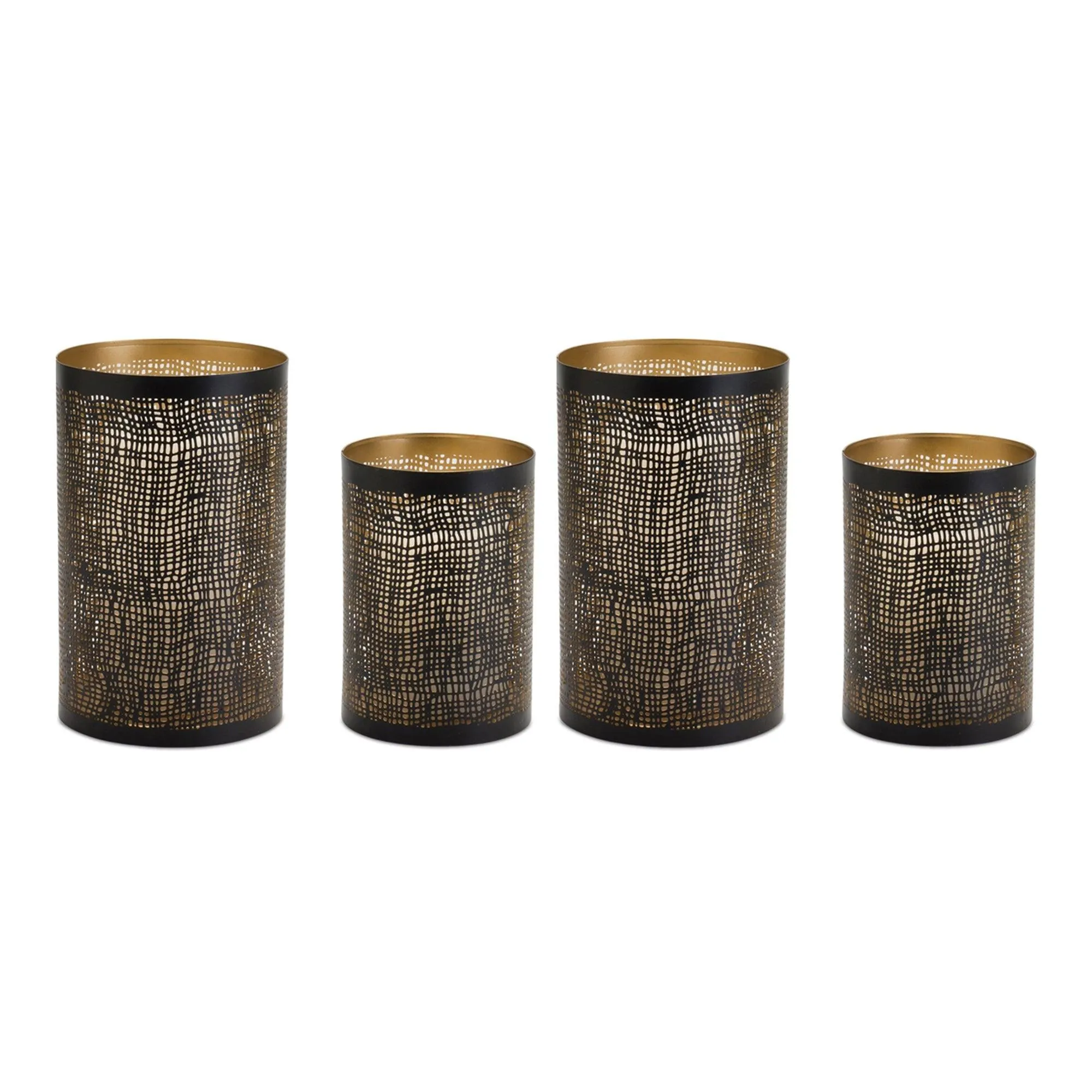 Abstract Punched Metal Candle Holder (Set of 2)