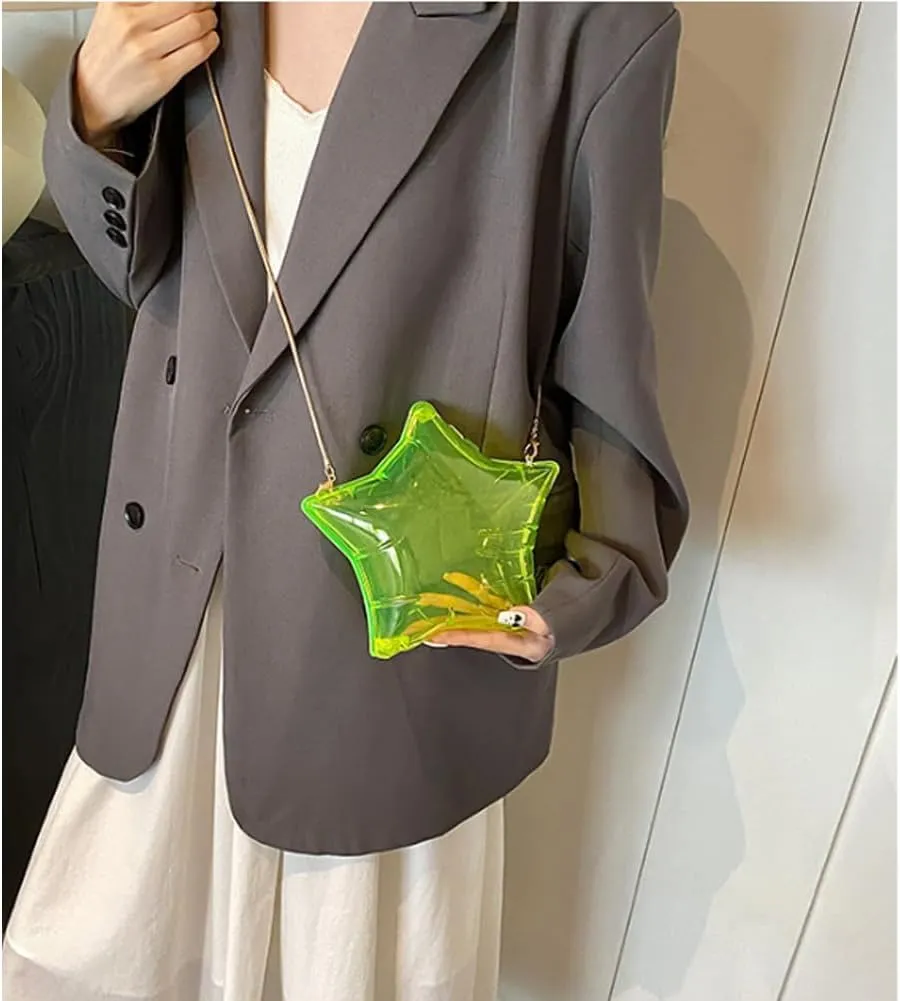 Acrylic Evening Clutch Purse Star Shape Unique Evening Crossbody Bag for Women Formal Wedding Prom Party Silver