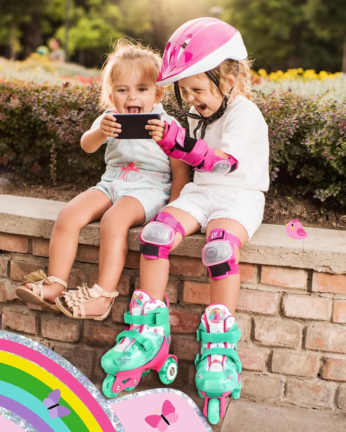 Adjustable Roller Skates for Kids Girls Ladies with Light Up Flash LED Wheels(Age 3-9),Three-Point Type Balance,Gift Box Packing for Toddlers,Children