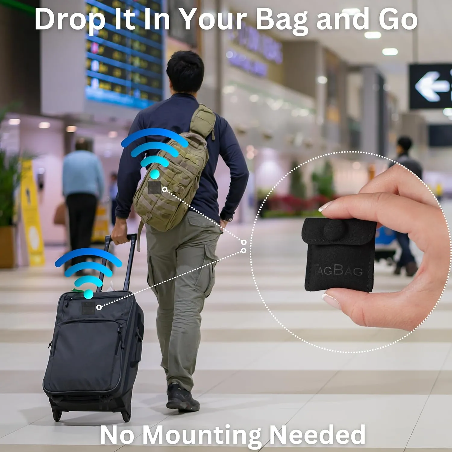AirTag Holder 4 Pack – Secure, No-Glue AirTag Pouch for Wallets, Bags, Jackets & Purses | Adhesive Free, Low Profile Air Tag Case for Travel, Kids, Luggage & Everyday Use (Black, 4 Pack)