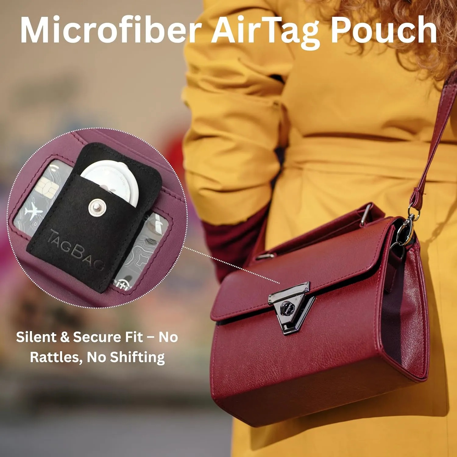 AirTag Holder 4 Pack – Secure, No-Glue AirTag Pouch for Wallets, Bags, Jackets & Purses | Adhesive Free, Low Profile Air Tag Case for Travel, Kids, Luggage & Everyday Use (Black, 4 Pack)