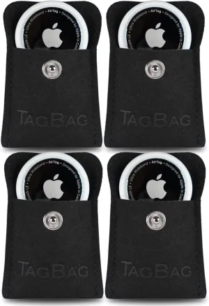 AirTag Holder 4 Pack – Secure, No-Glue AirTag Pouch for Wallets, Bags, Jackets & Purses | Adhesive Free, Low Profile Air Tag Case for Travel, Kids, Luggage & Everyday Use (Black, 4 Pack)