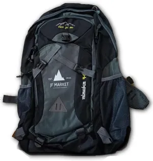 alaska 40L Large Capacity Hiking Bag, Traveling Backpack, Water-Resistant Outdoor Daypack, Black and Gray