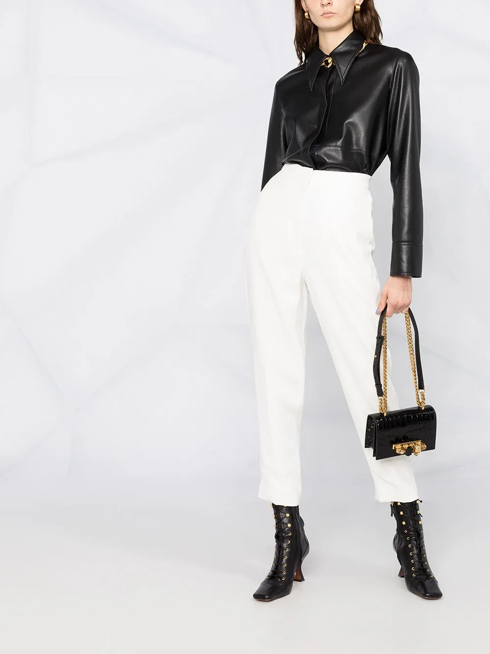 Alexander Mc Queen Jeweled Satchel Mini Leather Crossbody Bag