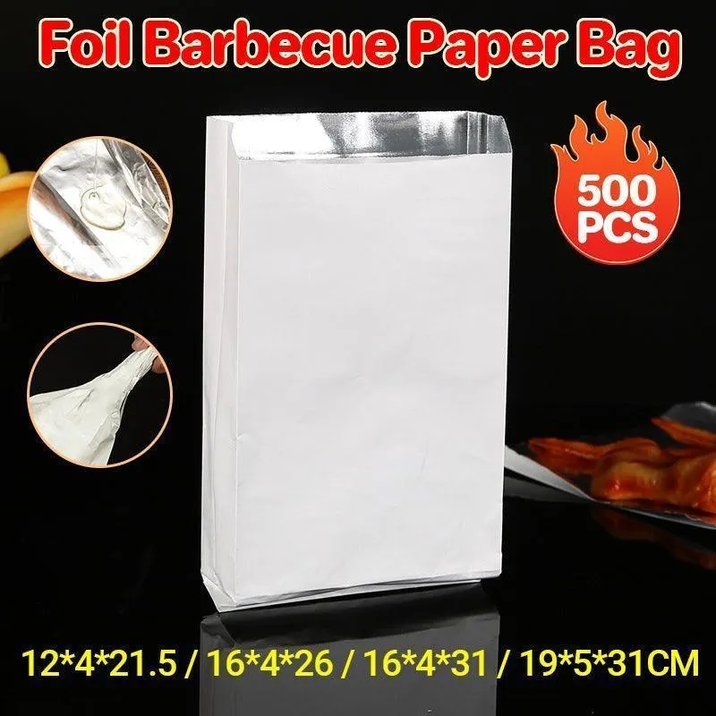 Aluminum Foil Paper Bags 500PCS 4Sizes White